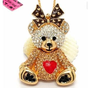 Betsey Johnson Rhinestone & Enamel Bear. NWT
